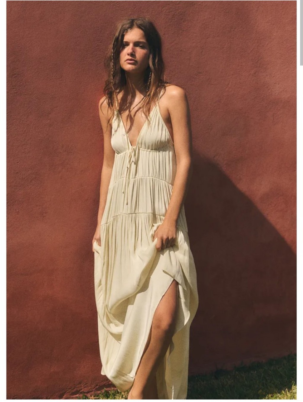 Zara Long Ruched Satin Dress Sz. Xs-S